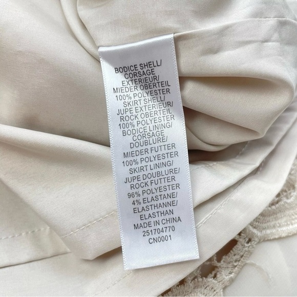 Aidan Mattox Crochet Lace Ruched Keyhole Cocktail Dress Taupe Beige Cream Size 6 - Picture 9 of 10